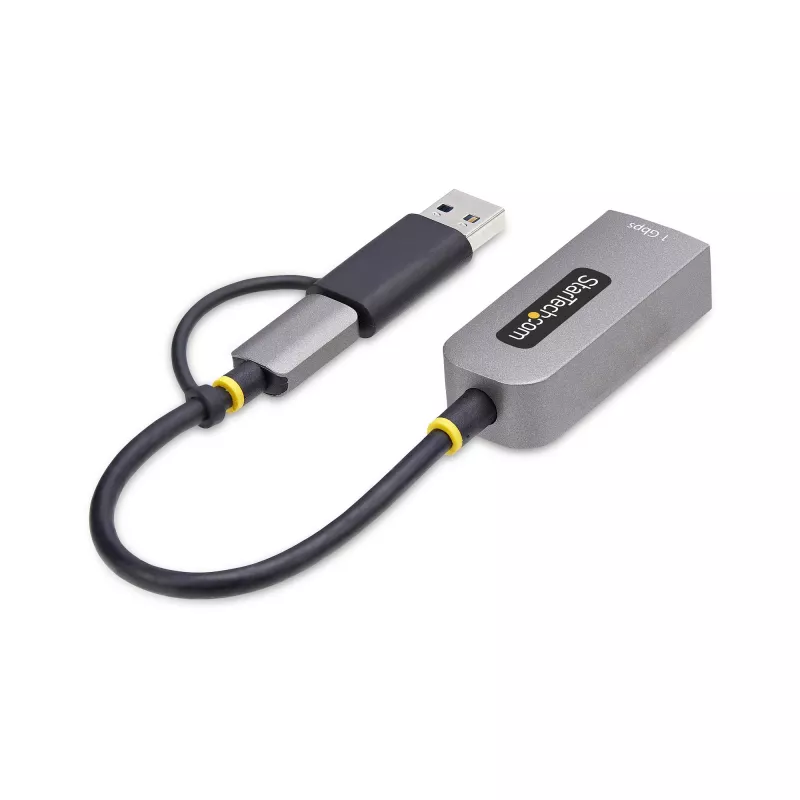 StarTech.com USB-C uz Ethernet adapteris ar USB-A pieslēgumu, 10/100/1000 Mb/s, USB 3.0 uz Gigabit Ethernet tīkla adapteris, 15 cm pievienots kabelis, USB GbE adapteris