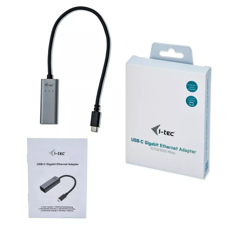 i-tec Metal USB-C Gigabit Ethernet Adapter, vadu, USB Type-C, Ethernet, 1000 Mbit/s, pelēks