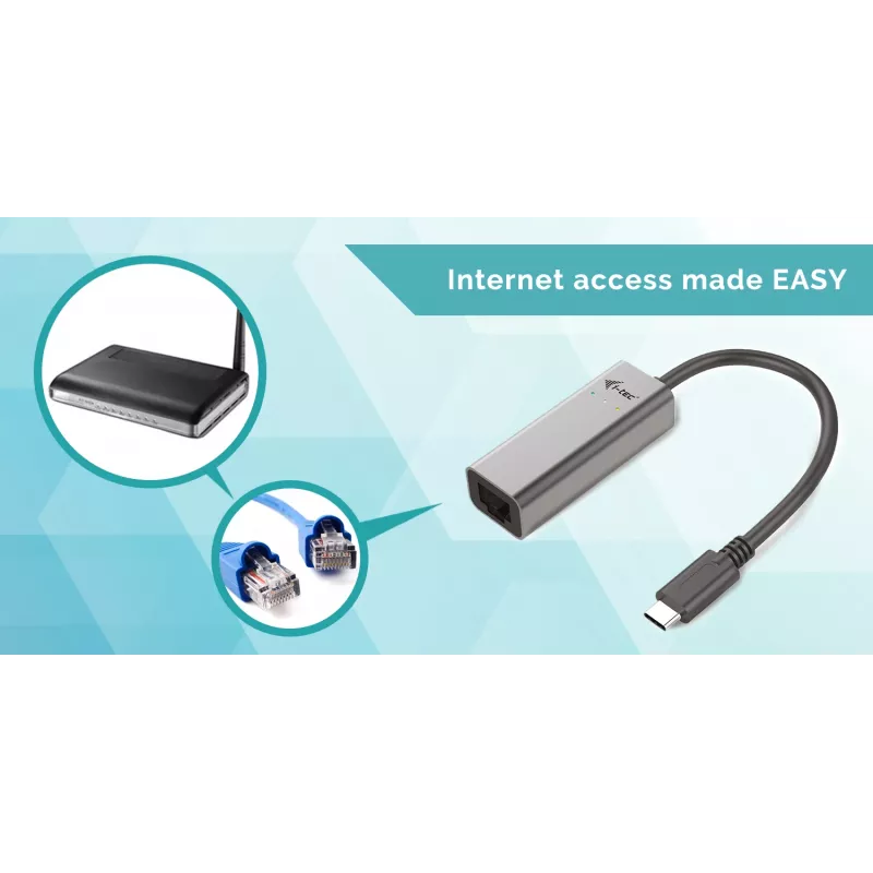 i-tec Metal USB-C Gigabit Ethernet Adapter, vadu, USB Type-C, Ethernet, 1000 Mbit/s, pelēks