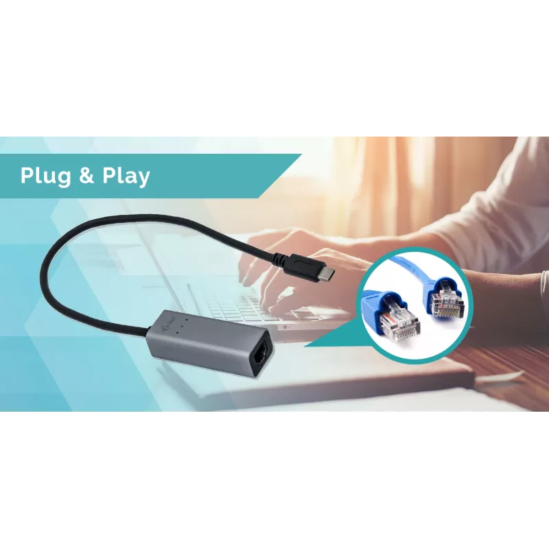 i-tec Metal USB-C Gigabit Ethernet Adapter, vadu, USB Type-C, Ethernet, 1000 Mbit/s, pelēks