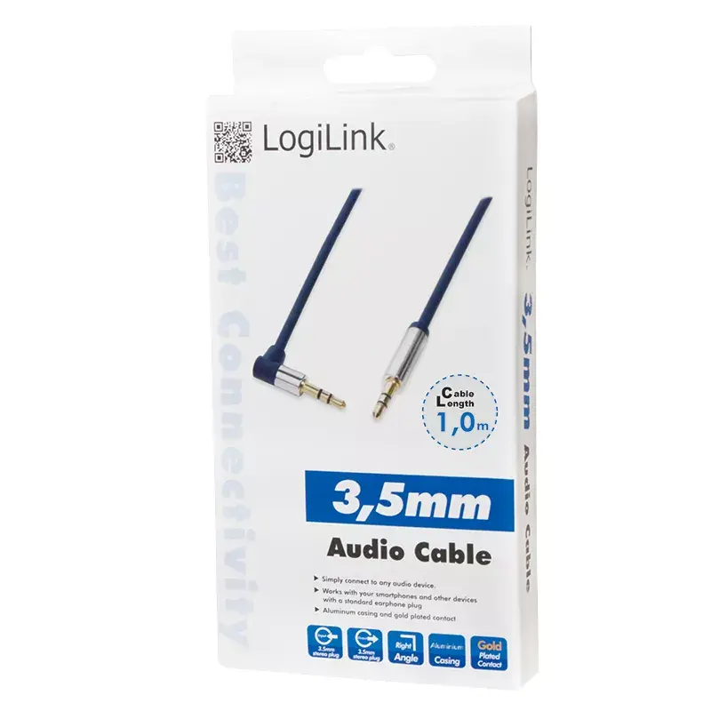 Audio kabelis LogiLink 3.5mm - 3.5mm 1m zils