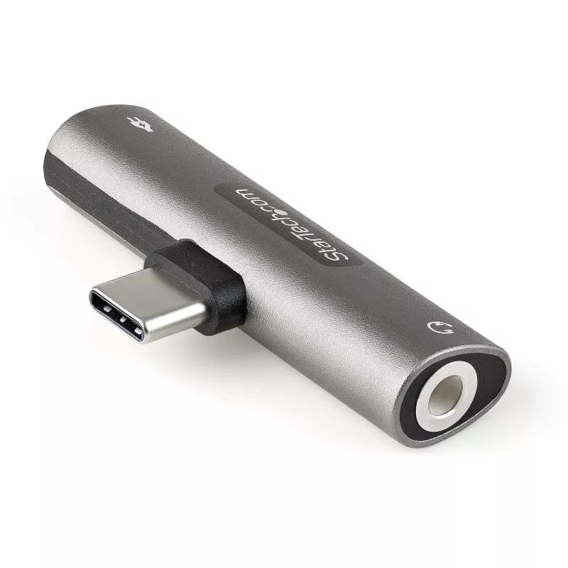 StarTech.com USB C Audio un uzlādes adapteris - USB-C audio adapteris ar 3,5 mm TRRS austiņu/austiņu ar mikrofonu ligzdu un 60 W USB Type-C Power Delivery caurlaides lādētājs - USB-C tālruņiem/planšetdatoriem/klēpjdatoriem