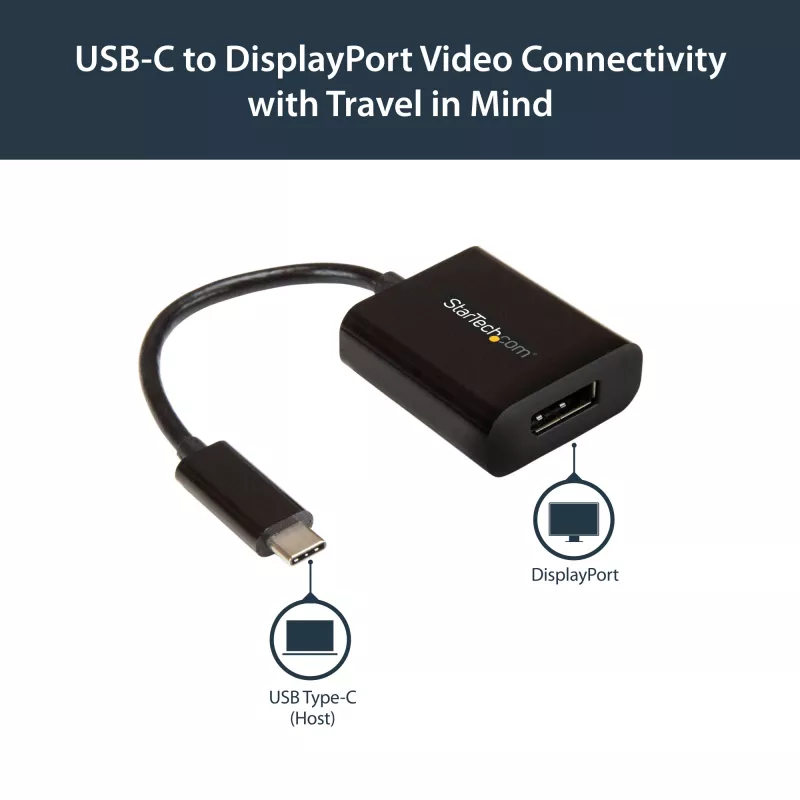 StarTech.com USB C–DisplayPort adapteris – 4K 60Hz/8K 30Hz – USB Type-C uz DP 1.4 HBR2 adaptera sargspraudnis – kompakts USB-C (DP Alt Mode) monitora video pārveidotājs – saderīgs ar Thunderbolt 3