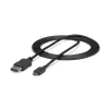 StarTech.com 1,8 m USB-C uz DisplayPort 1.2 kabelis 4K 60 Hz — USB-C uz DisplayPort adaptera kabelis HBR2 — USB Type-C DP alt režīma uz DP monitora video kabelis — darbojas ar Thunderbolt 3 — melns