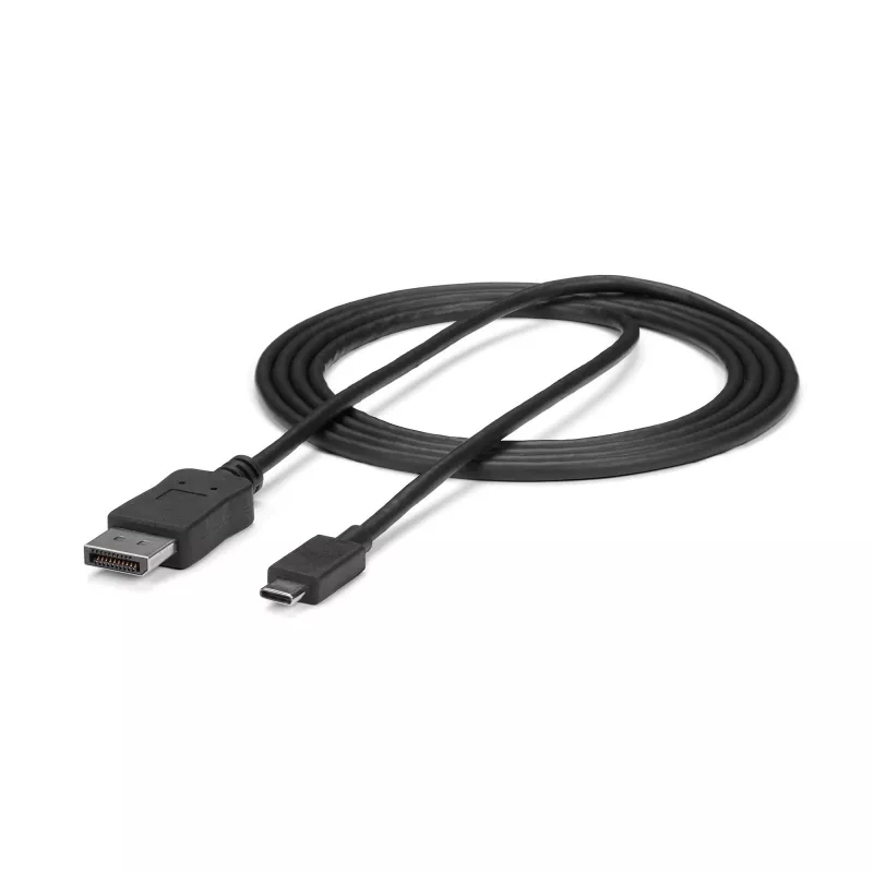 StarTech.com 1,8 m USB-C uz DisplayPort 1.2 kabelis 4K 60 Hz — USB-C uz DisplayPort adaptera kabelis HBR2 — USB Type-C DP alt režīma uz DP monitora video kabelis — darbojas ar Thunderbolt 3 — melns