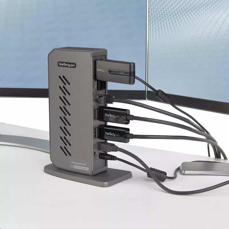StarTech.com USB-C USB-A dokstacija - hibrīda universālā USB 3.0 dokstacija USB-C vai USB-A klēpjdatoram - divu monitoru 4K 60Hz HDMI/DisplayPort - 6x USB-A, GbE - USB 3.1 Gen 1 - Windows/Mac