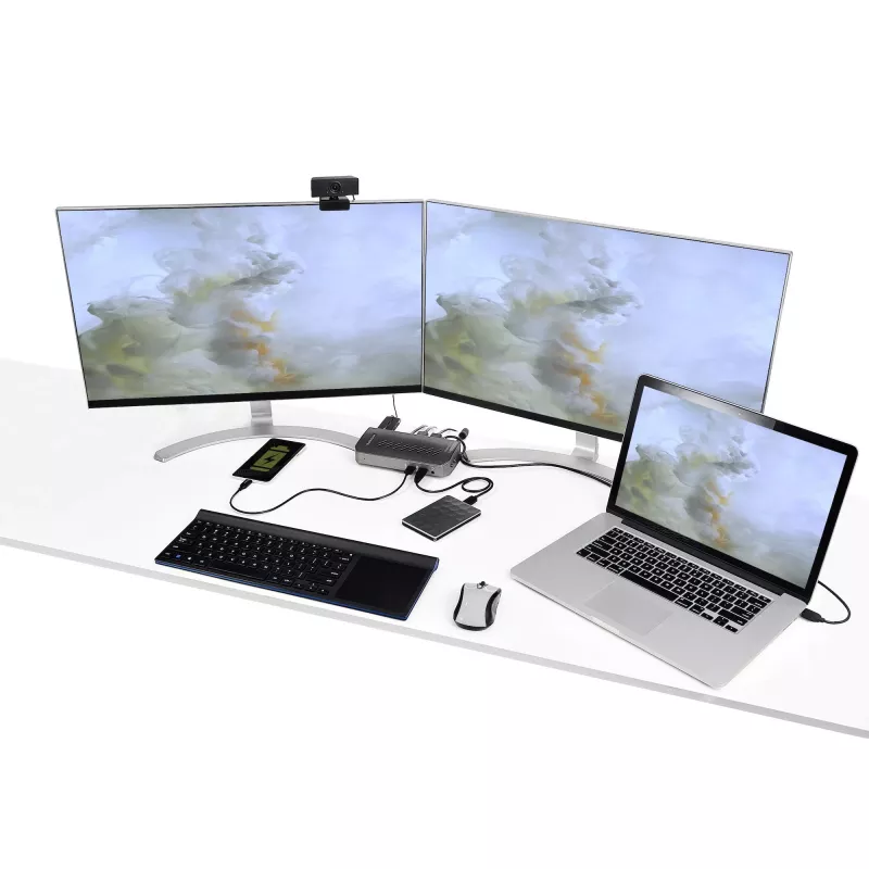 StarTech.com USB-C USB-A dokstacija - hibrīda universālā USB 3.0 dokstacija USB-C vai USB-A klēpjdatoram - divu monitoru 4K 60Hz HDMI/DisplayPort - 6x USB-A, GbE - USB 3.1 Gen 1 - Windows/Mac