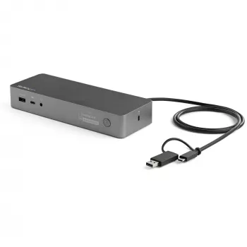 StarTech.com universāla klēpjdatoru dokstacija, hibrīda USB-C un USB-A dokstacija, divi 4K DP un HDMI, 100W PD, Mac/Windows/Chrome OS, 4x USB 5Gbps centrmezgls, GbE