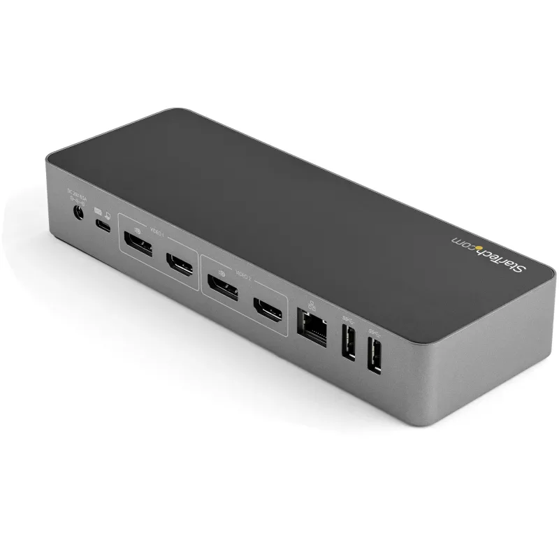 StarTech.com universāla klēpjdatoru dokstacija, hibrīda USB-C un USB-A dokstacija, divi 4K DP un HDMI, 100W PD, Mac/Windows/Chrome OS, 4x USB 5Gbps centrmezgls, GbE