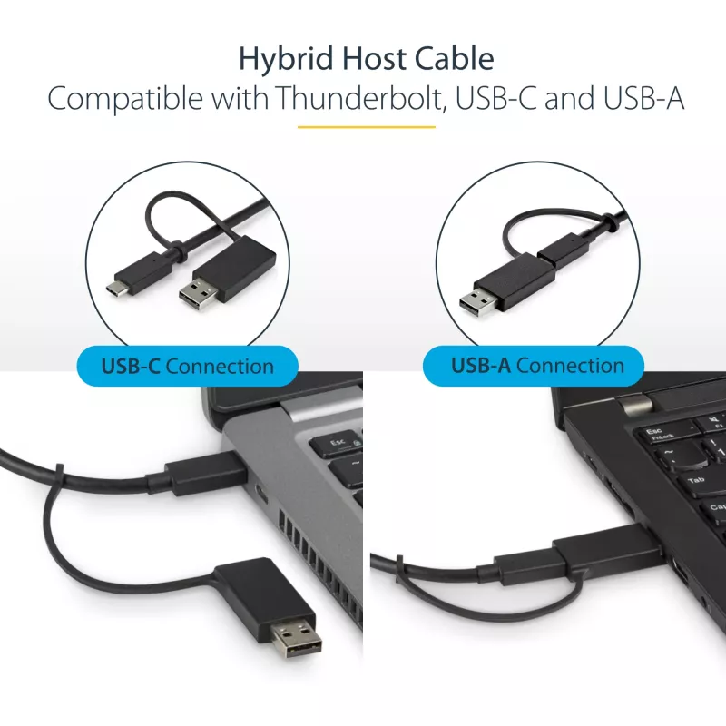 StarTech.com universāla klēpjdatoru dokstacija, hibrīda USB-C un USB-A dokstacija, divi 4K DP un HDMI, 100W PD, Mac/Windows/Chrome OS, 4x USB 5Gbps centrmezgls, GbE