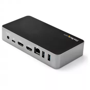 StarTech.com USB-C dokstacija - divu monitoru 1080p HDMI klēpjdatora pieslēgvieta - 65 W strāvas padeve - 1x USB-C, 3x USB-A, Ethernet - divu video displeju USB 3.1 Gen 1 Type-C dokstacija - Mac un Windows