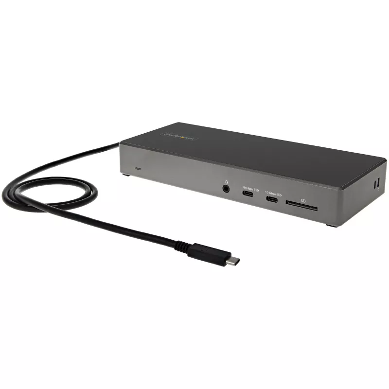 StarTech.com USB C dokstacija – trīskāršs 4K monitors USB Type-C dokstacija – 100 W Power Delivery – DP 1.4 Alt režīms un DSC, 2x DisplayPort 1.4/HDMI 2.0 – 6xUSB (2x 10 Gbps) – Windows/Chrome