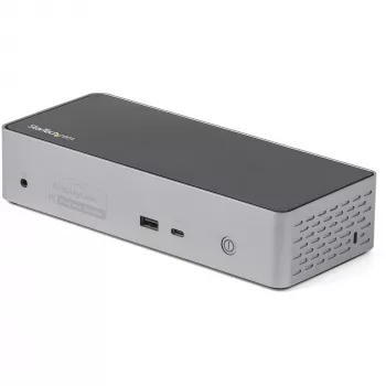 StarTech.com USB C dokstacija - 4K 60Hz četru monitoru DisplayPort un HDMI - universāla USB-C dokstacija ar 100W Power Delivery - USB centrmezgls ar 1x USB Type-C un 3x USB-A, Ethernet, Audio