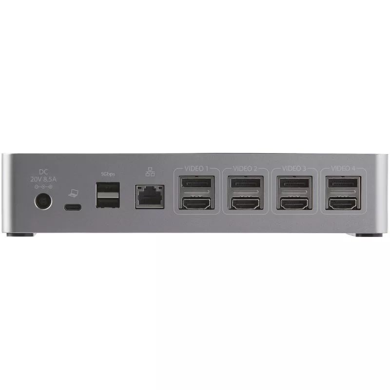 StarTech.com USB C dokstacija - 4K 60Hz četru monitoru DisplayPort un HDMI - universāla USB-C dokstacija ar 100W Power Delivery - USB centrmezgls ar 1x USB Type-C un 3x USB-A, Ethernet, Audio