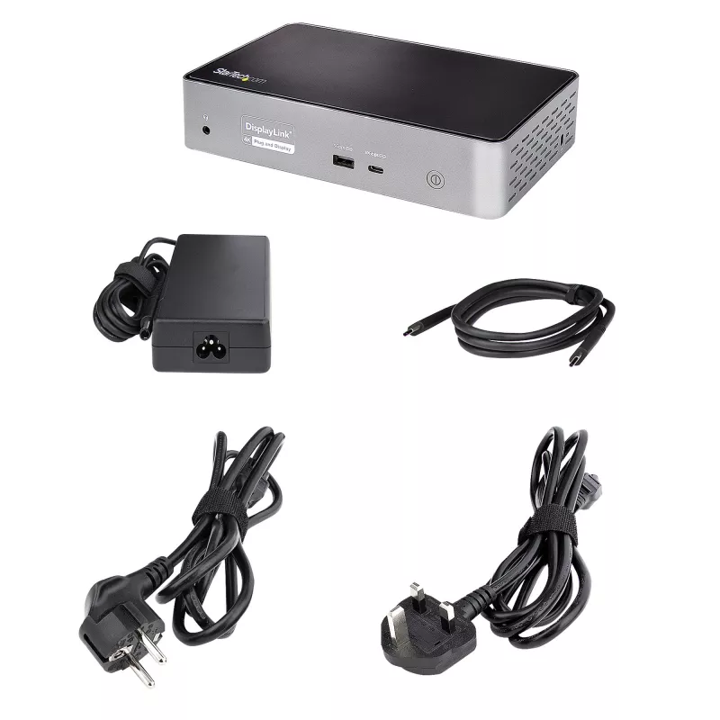 StarTech.com USB C dokstacija - 4K 60Hz četru monitoru DisplayPort un HDMI - universāla USB-C dokstacija ar 100W Power Delivery - USB centrmezgls ar 1x USB Type-C un 3x USB-A, Ethernet, Audio