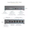 StarTech.com USB C dokstacija - 4K 60Hz četru monitoru DisplayPort un HDMI - universāla USB-C dokstacija ar 100W Power Delivery - USB centrmezgls ar 1x USB Type-C un 3x USB-A, Ethernet, Audio