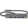 StarTech.com USB C vairāku pieslēgvietu adapteris — USB-C uz HDMI 2.0b 4K 60Hz (HDR10), 100 W strāvas padeves caurlaide, 4 portu USB 3.0 centrmezgls — USB Type-C mini dokstacija — 12 collu (30 cm) garš pievienots kabelis
