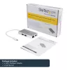 StarTech.com USB-C daudzportu adapteris — USB-C ceļojumu dokstacija ar 4K HDMI, 60 W strāvas padeves caurlaidi, GbE, 2 pieslēgvietu USB-A 3.0 centrmezglu — pārnēsājama mini USB Type-C dokstacija klēpjdatoram — balta