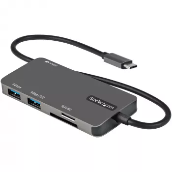 StarTech.com DKT30CHSDPD USB-C daudzportu adapteris mini doks, 4K HDMI, 100 W PD, SD/microSD slots, 3 portu USB 3.0 centrmezgls, 30 cm pievienots kabelis