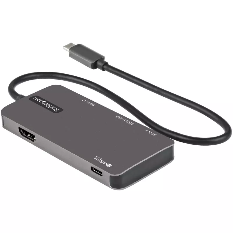 StarTech.com USB C daudzportu adapteris - USB-C uz 4K HDMI, 100W jaudas piegādes caurlaide, SD/MicroSD slots, 3 portu USB 3.0 centrmezgls - USB Type-C mini dokstacija - 12 inch (30cm) garš pievienots kabelis