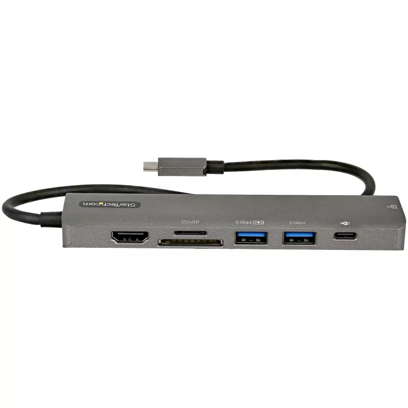 StarTech.com USB-C daudzportu adaptera centrmezgls, USB-C uz 4K 60Hz HDMI, Gigabit Ethernet un 100W klēpjdatora uzlāde Macbook Pro / Air un Windows