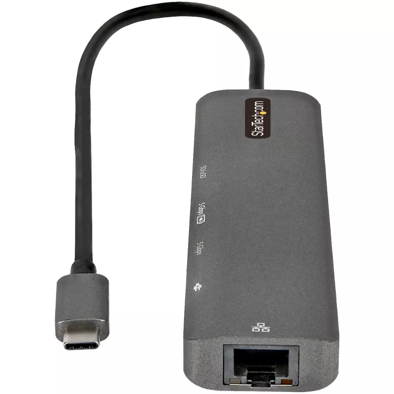 StarTech.com USB-C daudzportu adaptera centrmezgls, USB-C uz 4K 60Hz HDMI, Gigabit Ethernet un 100W klēpjdatora uzlāde Macbook Pro / Air un Windows