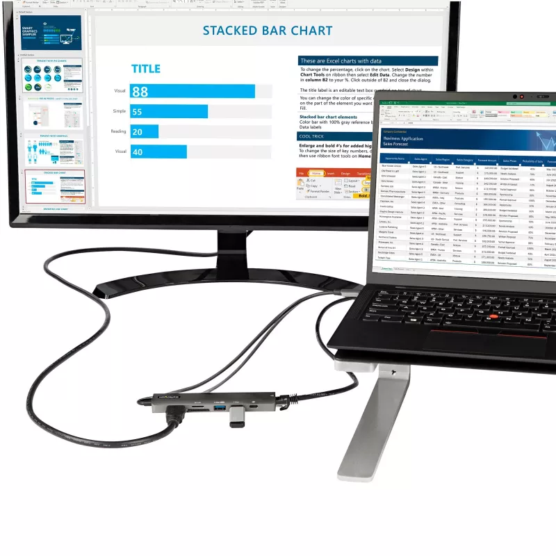 StarTech.com USB-C daudzportu adaptera centrmezgls, USB-C uz 4K 60Hz HDMI, Gigabit Ethernet un 100W klēpjdatora uzlāde Macbook Pro / Air un Windows
