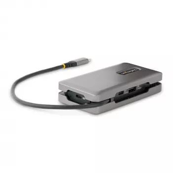 StarTech.com USB-C daudzportu adapteris - 4K 60Hz HDMI/DP - 3 portu USB centrmezgls - 100 W Power Delivery caurlaide - GbE - Ceļojumu mini dokstacija ar uzlādi - 1 pēdu/30 cm aptinamais kabelis