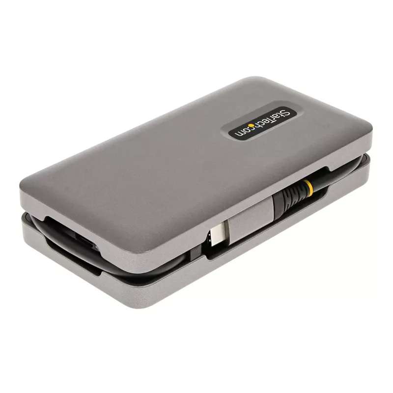 StarTech.com USB-C daudzportu adapteris - 4K 60Hz HDMI/DP - 3 portu USB centrmezgls - 100 W Power Delivery caurlaide - GbE - Ceļojumu mini dokstacija ar uzlādi - 1 pēdu/30 cm aptinamais kabelis