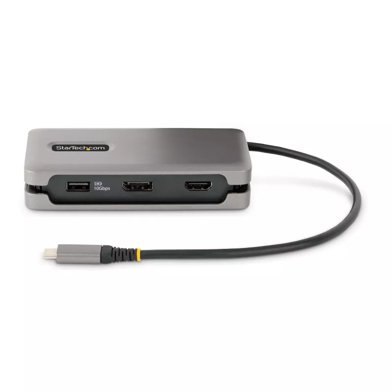 StarTech.com USB-C daudzportu adapteris - 4K 60Hz HDMI/DP - 3 portu USB centrmezgls - 100 W Power Delivery caurlaide - GbE - Ceļojumu mini dokstacija ar uzlādi - 1 pēdu/30 cm aptinamais kabelis