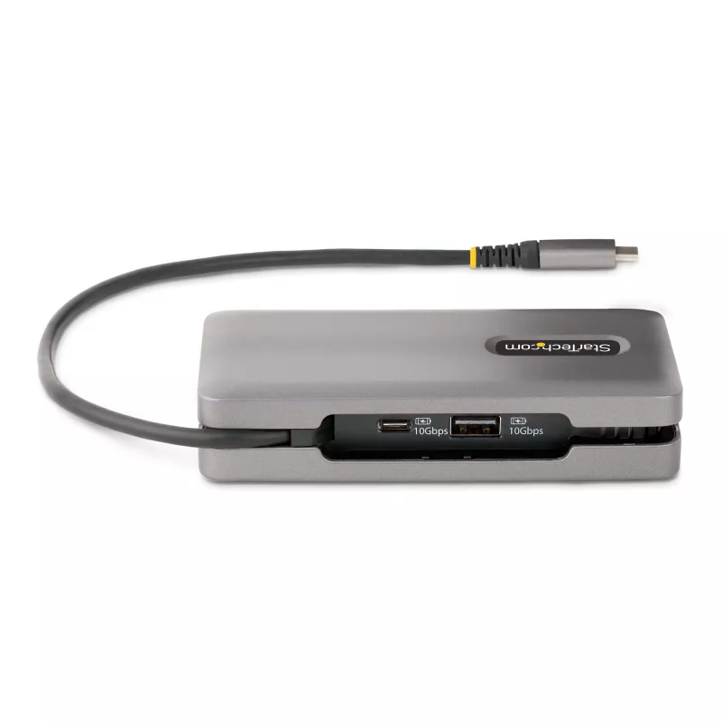 StarTech.com USB-C daudzportu adapteris - 4K 60Hz HDMI/DP - 3 portu USB centrmezgls - 100 W Power Delivery caurlaide - GbE - Ceļojumu mini dokstacija ar uzlādi - 1 pēdu/30 cm aptinamais kabelis