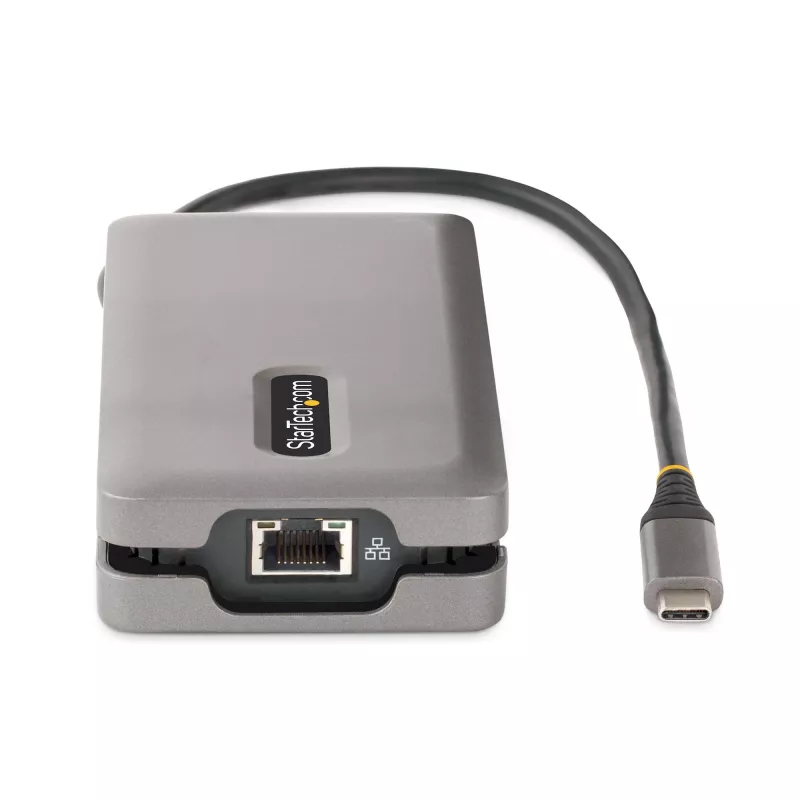 StarTech.com USB-C daudzportu adapteris - 4K 60Hz HDMI/DP - 3 portu USB centrmezgls - 100 W Power Delivery caurlaide - GbE - Ceļojumu mini dokstacija ar uzlādi - 1 pēdu/30 cm aptinamais kabelis