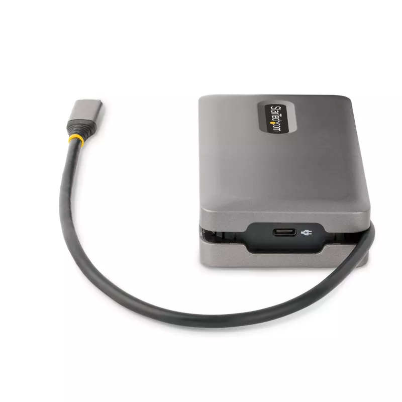 StarTech.com USB-C daudzportu adapteris - 4K 60Hz HDMI/DP - 3 portu USB centrmezgls - 100 W Power Delivery caurlaide - GbE - Ceļojumu mini dokstacija ar uzlādi - 1 pēdu/30 cm aptinamais kabelis