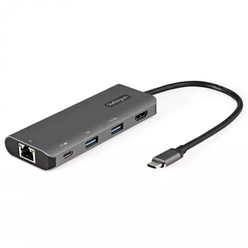 StarTech.com USB C daudzportu adapteris - 10Gbps USB Type-C mini dokstacija ar 4K 30Hz HDMI - 100W strāvas padeves caurlaide - 3 portu USB centrmezgls, GbE - USB 3.1/3.2 Gen 2 klēpjdatora dokstacija - 10 collu kabelis