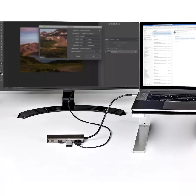 StarTech.com USB C daudzportu adapteris - 10Gbps USB Type-C mini dokstacija ar 4K 30Hz HDMI - 100W strāvas padeves caurlaide - 3 portu USB centrmezgls, GbE - USB 3.1/3.2 Gen 2 klēpjdatora dokstacija - 10 collu kabelis