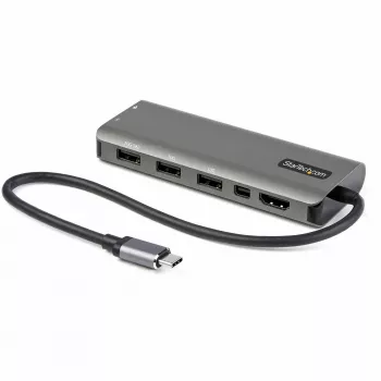 StarTech.com USB C Multiport Adapter - USB-C to HDMI or Mini DisplayPort 4K 60Hz, 100W Power Delivery Pass-Through, 4-Port 10Gbps USB Hub - USB Type-C Mini Dock - w/ 12 inch Attached kabelis