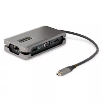 StarTech.com USB-C multiportu adapteris - HDMI/VGA - 4K 60Hz - 3 portu USB centrmezgls - 100W jaudas piegādes caurlaide - GbE - ceļojumu mini dokstacija ar uzlādi - 1ft/30cm aptinams kabelis