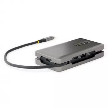 StarTech.com USB-C multiportu adapteris - HDMI/VGA - 4K 60Hz - 3 portu USB centrmezgls - 100W jaudas piegādes caurlaide - GbE - ceļojumu mini dokstacija ar uzlādi - 1ft/30cm aptinams kabelis