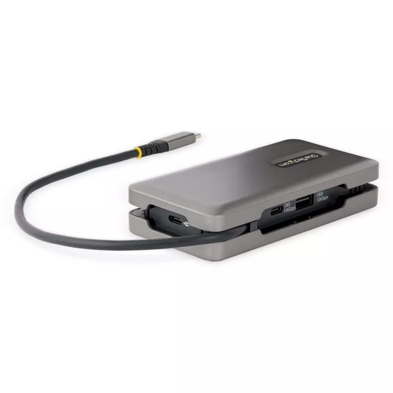 StarTech.com USB-C multiportu adapteris - HDMI/VGA - 4K 60Hz - 3 portu USB centrmezgls - 100W jaudas piegādes caurlaide - GbE - ceļojumu mini dokstacija ar uzlādi - 1ft/30cm aptinams kabelis