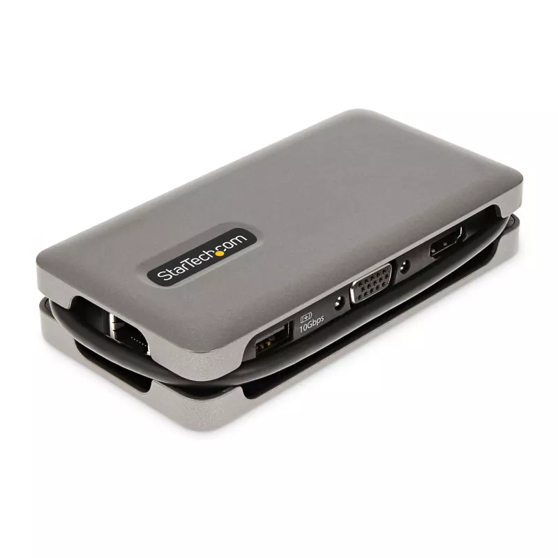 StarTech.com USB-C multiportu adapteris - HDMI/VGA - 4K 60Hz - 3 portu USB centrmezgls - 100W jaudas piegādes caurlaide - GbE - ceļojumu mini dokstacija ar uzlādi - 1ft/30cm aptinams kabelis