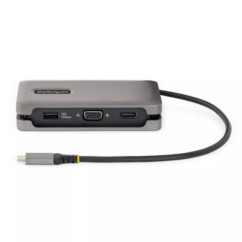 StarTech.com USB-C multiportu adapteris - HDMI/VGA - 4K 60Hz - 3 portu USB centrmezgls - 100W jaudas piegādes caurlaide - GbE - ceļojumu mini dokstacija ar uzlādi - 1ft/30cm aptinams kabelis