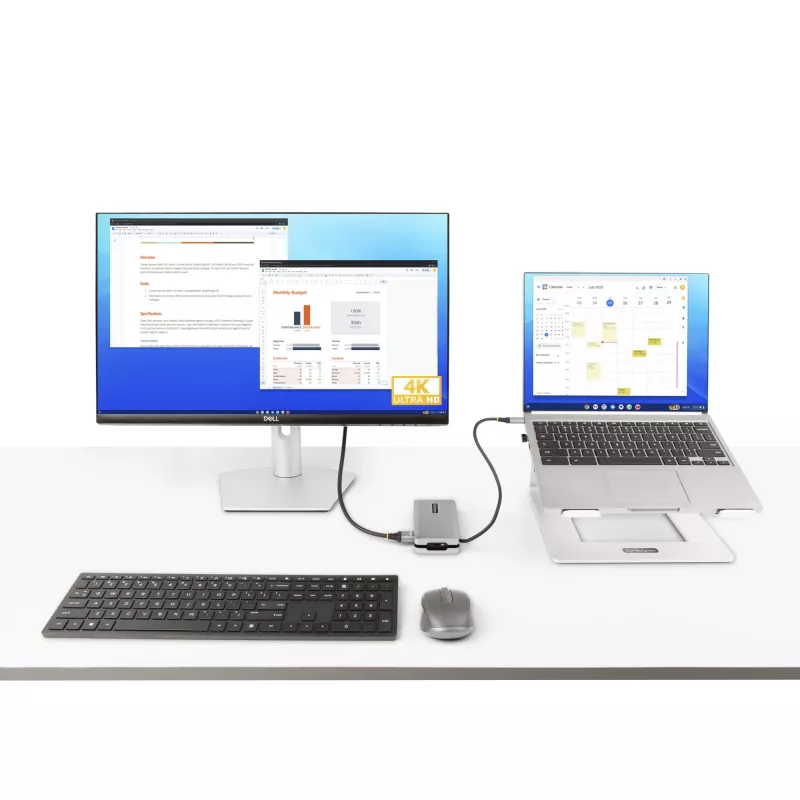 StarTech.com USB-C multiportu adapteris - HDMI/VGA - 4K 60Hz - 3 portu USB centrmezgls - 100W jaudas piegādes caurlaide - GbE - ceļojumu mini dokstacija ar uzlādi - 1ft/30cm aptinams kabelis
