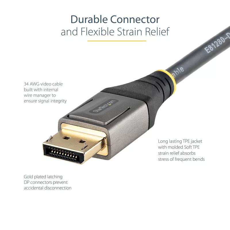 StarTech.com 3 pēdu (1 m) VESA sertificēts DisplayPort 1.4 kabelis - 8K 60Hz HDR10 - Ultra HD 4K 120Hz video - DP 1.4 kabelis/vads - monitoriem/displejiem - DisplayPort uz DisplayPort kabelis - vīr./vīr.
