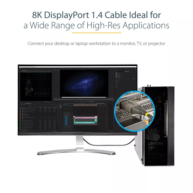 StarTech.com 3 pēdu (1 m) VESA sertificēts DisplayPort 1.4 kabelis - 8K 60Hz HDR10 - Ultra HD 4K 120Hz video - DP 1.4 kabelis/vads - monitoriem/displejiem - DisplayPort uz DisplayPort kabelis - vīr./vīr.