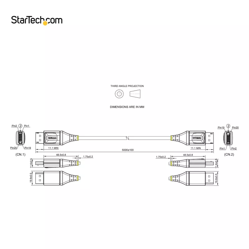 StarTech.com 16 pēdu (5 m) VESA sertificēts DisplayPort 1.4 kabelis - 8K 60Hz HDR10 - Ultra HD 4K 120Hz video - DP 1.4 kabelis/vads - monitoriem/displejiem - DisplayPort uz DisplayPort kabelis - vīr./vīr.