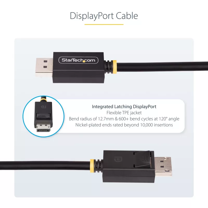 StarTech.com 2m DisplayPort 2.1 kabelis, VESA sertificēts DP40 DisplayPort kabelis ar UHBR10/HDR/HDCP 2.2, 8K 60Hz/4K 144Hz ar DSC 1.2a, 40Gbps, DP 2.1 kabelis, UHD monitora vads, M/M