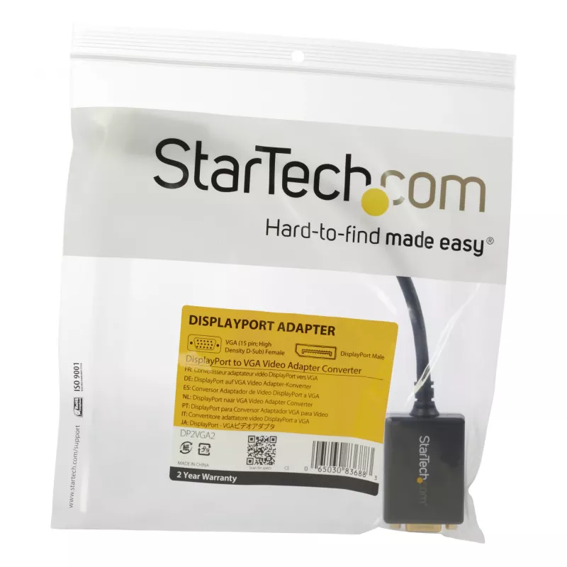 StarTech.com DisplayPort uz VGA adapteris - aktīvs DP uz VGA pārveidotājs - 1080p Video - DisplayPort sertificēts - DP/DP++ avots uz VGA monitora kabeļa adaptera sargspraudnis - fiksējošs DP savienotājs