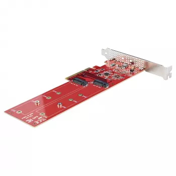 StarTech.com Divu M.2 PCIe SSD adaptera karte, PCIe x8 / x16 uz diviem NVMe vai AHCI M.2 SSD, PCI Express 4.0, 7,8 GBps uz disku, nepieciešama bifurkācija - saderīga ar Windows/Linux