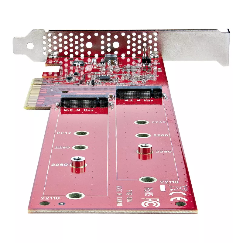 StarTech.com Divu M.2 PCIe SSD adaptera karte, PCIe x8 / x16 uz diviem NVMe vai AHCI M.2 SSD, PCI Express 4.0, 7,8 GBps uz disku, nepieciešama bifurkācija - saderīga ar Windows/Linux