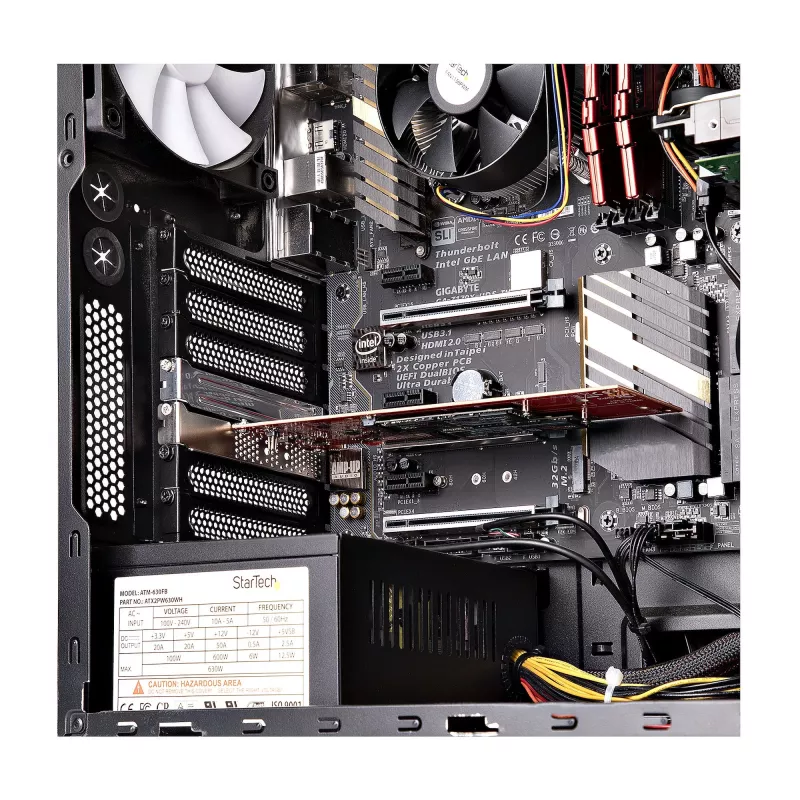 StarTech.com Divu M.2 PCIe SSD adaptera karte, PCIe x8 / x16 uz diviem NVMe vai AHCI M.2 SSD, PCI Express 4.0, 7,8 GBps uz disku, nepieciešama bifurkācija - saderīga ar Windows/Linux